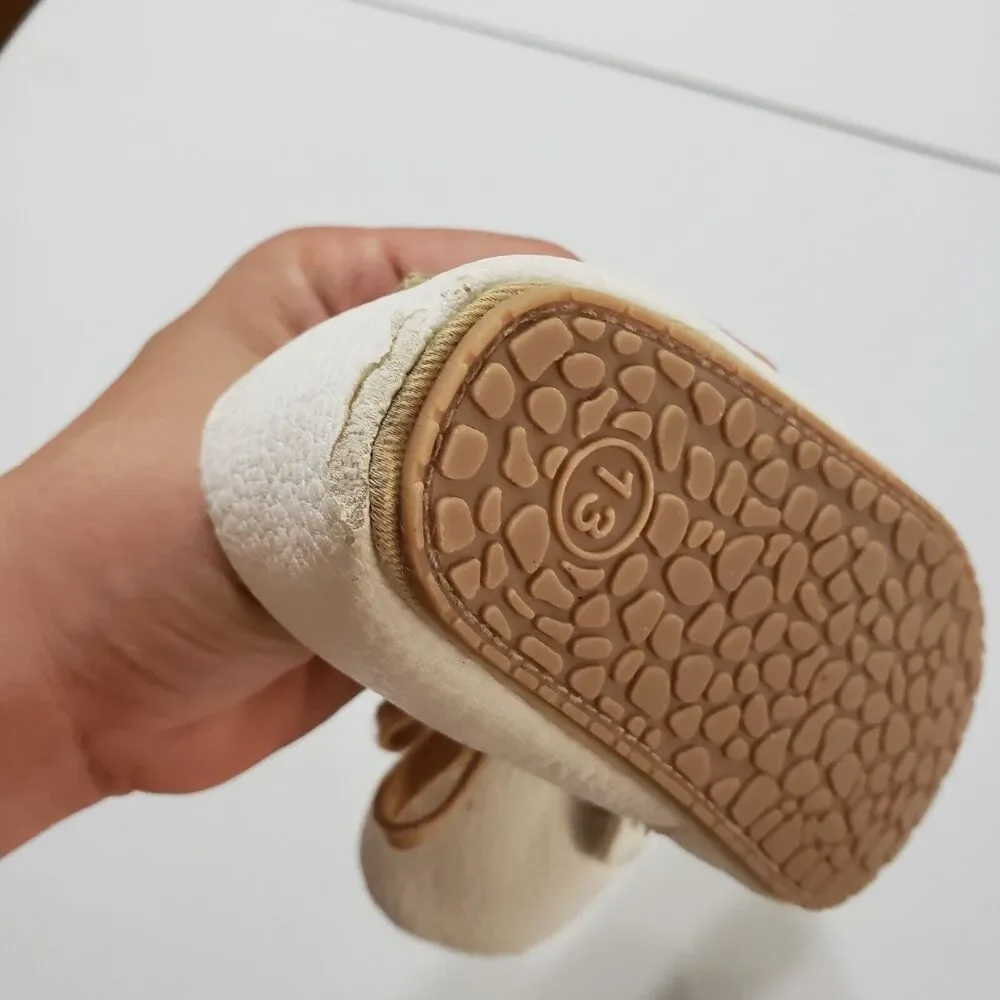 Newborn Baby Girl Boy PU Non Slip Soft Sole Walking Shoes‎ White Size 5 18 Month